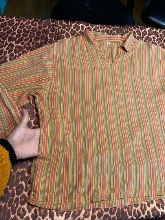 Vintage 70s Striped Cotton Pullover long sleeve S… - image 6