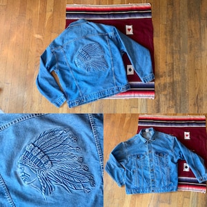 Vintage DenimJean Jacket with Embossed Apach Indian Chief