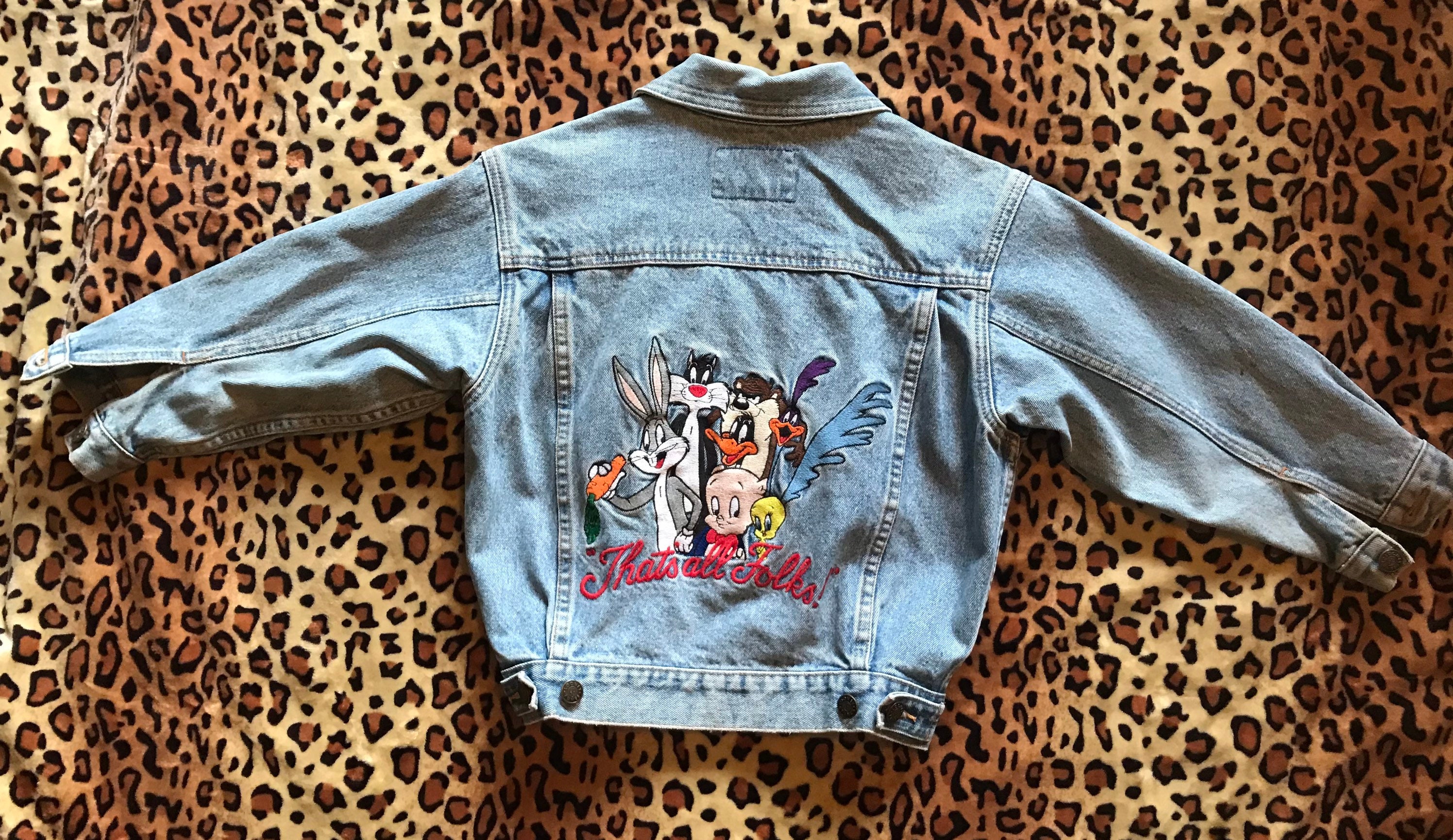 Vintage Kids Denim Jacket Embroidered Looney Tunes - Etsy