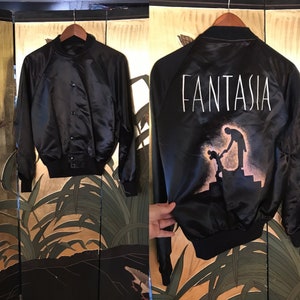 Vintage Satin Mickey Mouse Bomber Jacket Fantasia movie by Diamond Dust Disney