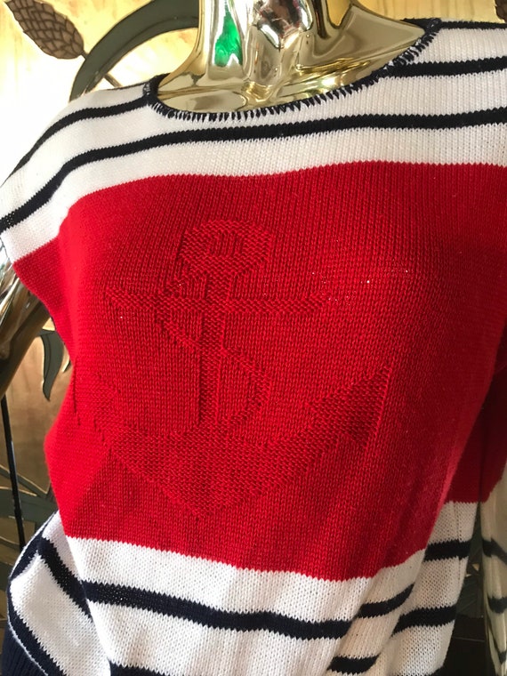 Vintage 80s Sweater with Anchor Nautical - image 3