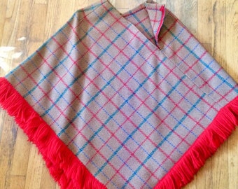 Vintage Wool Poncho With Zip