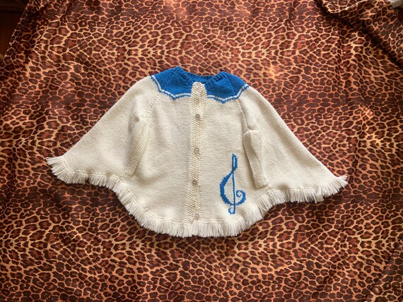 Vintage Cowichan sweater Poncho hoedown square da… - image 2