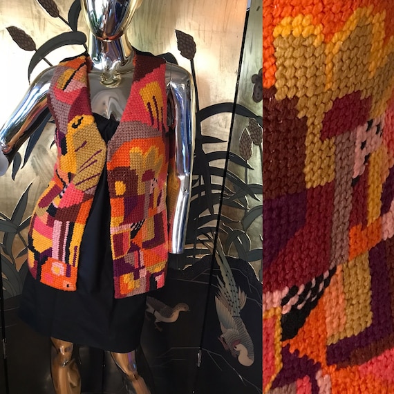 Vintage Needlepoint Vest Gem