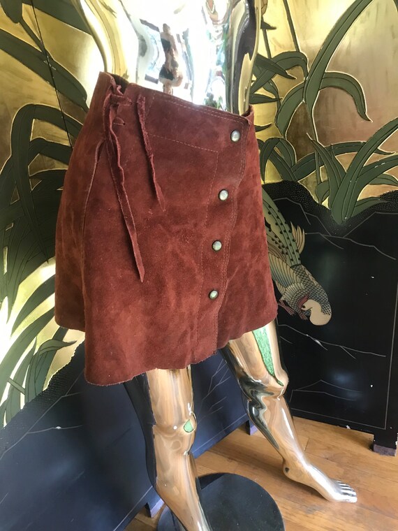 Vintage 70s Suede Mini skirt - image 4