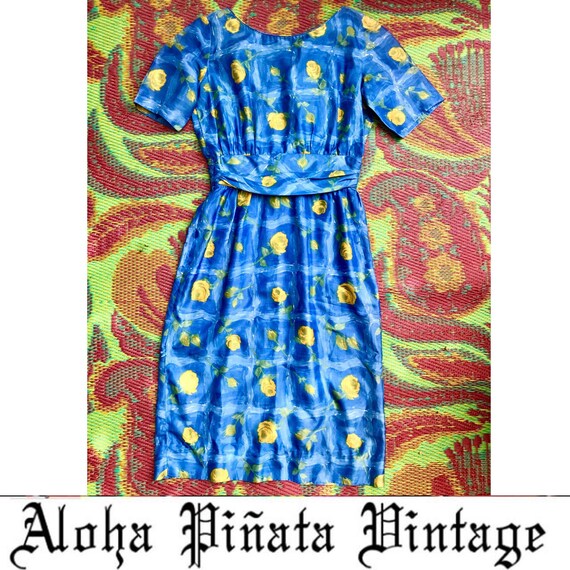 Vintage Dress Yellow Roses