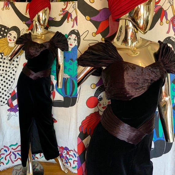 Vintage 80s Black Velvet and Satin Cocktail Formal Dress Old Hollywood  Glamour by Laura Ashley - Etsy
