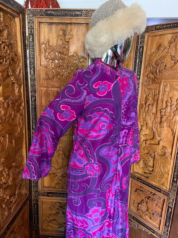 Vintage 70s Purple paisley zip front Housedress c… - image 2