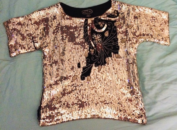 Silk sequent 70s Blouse
