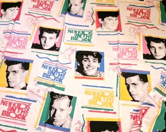 Vintage New Kids on the Block Twin Flat Sheet – 1990 Rock Express