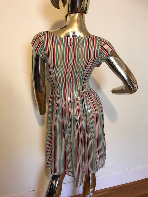 Vintage 60s Indian Cotton Gauze Rainbow Dress - image 4