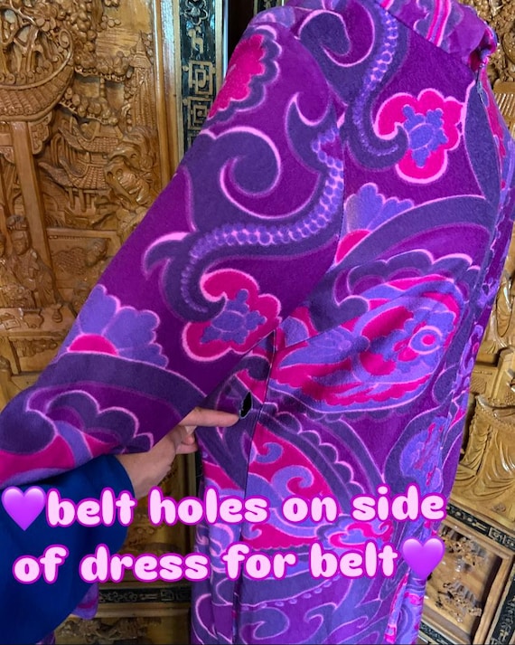 Vintage 70s Purple paisley zip front Housedress c… - image 9