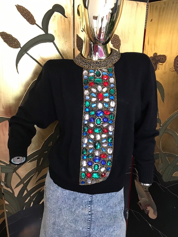 Vintage embellished Sweater by Bonnie Boerer and … - image 2