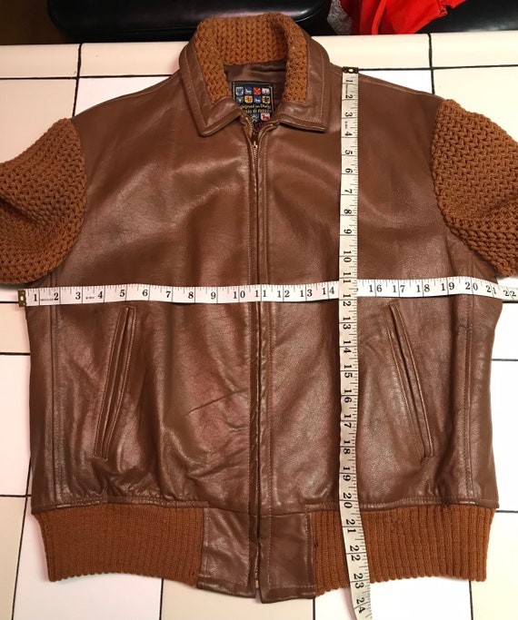 Vintage Leather Knit Jacket - image 9