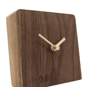 WOTIME Clock Standing Clock Walnut wood Oil Finish 10,5x10,5x3,5cm. image 2