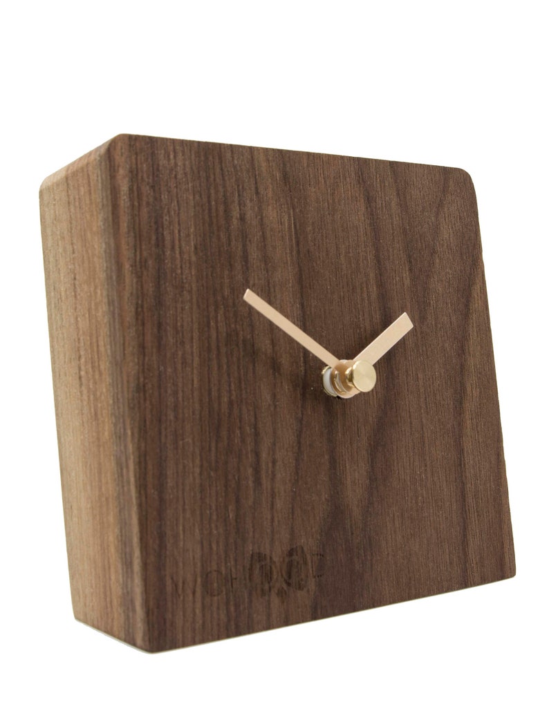 WOTIME Clock Standing Clock Walnut wood Oil Finish 10,5x10,5x3,5cm. image 2