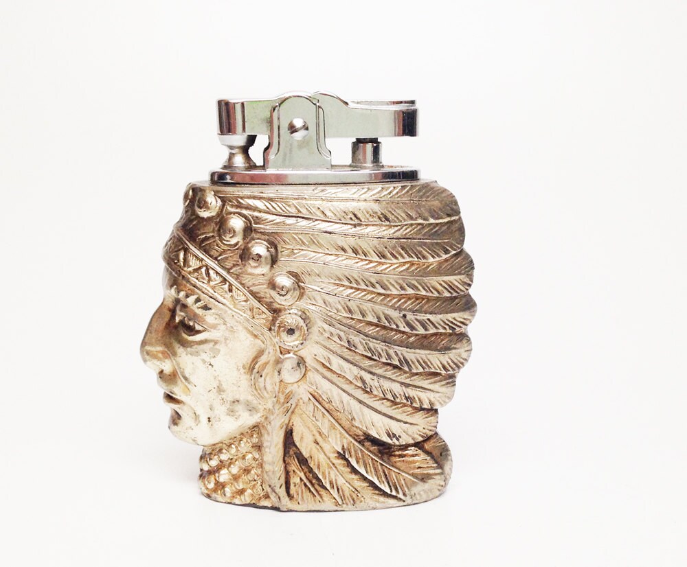 Antique Native American Lighter Working Japanese Figural Indian Head