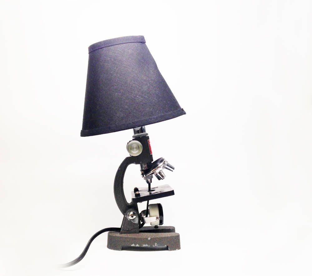 REPURPOSED MICROSCOPE LAMP vintage antique Skill Craft Grey microscope
