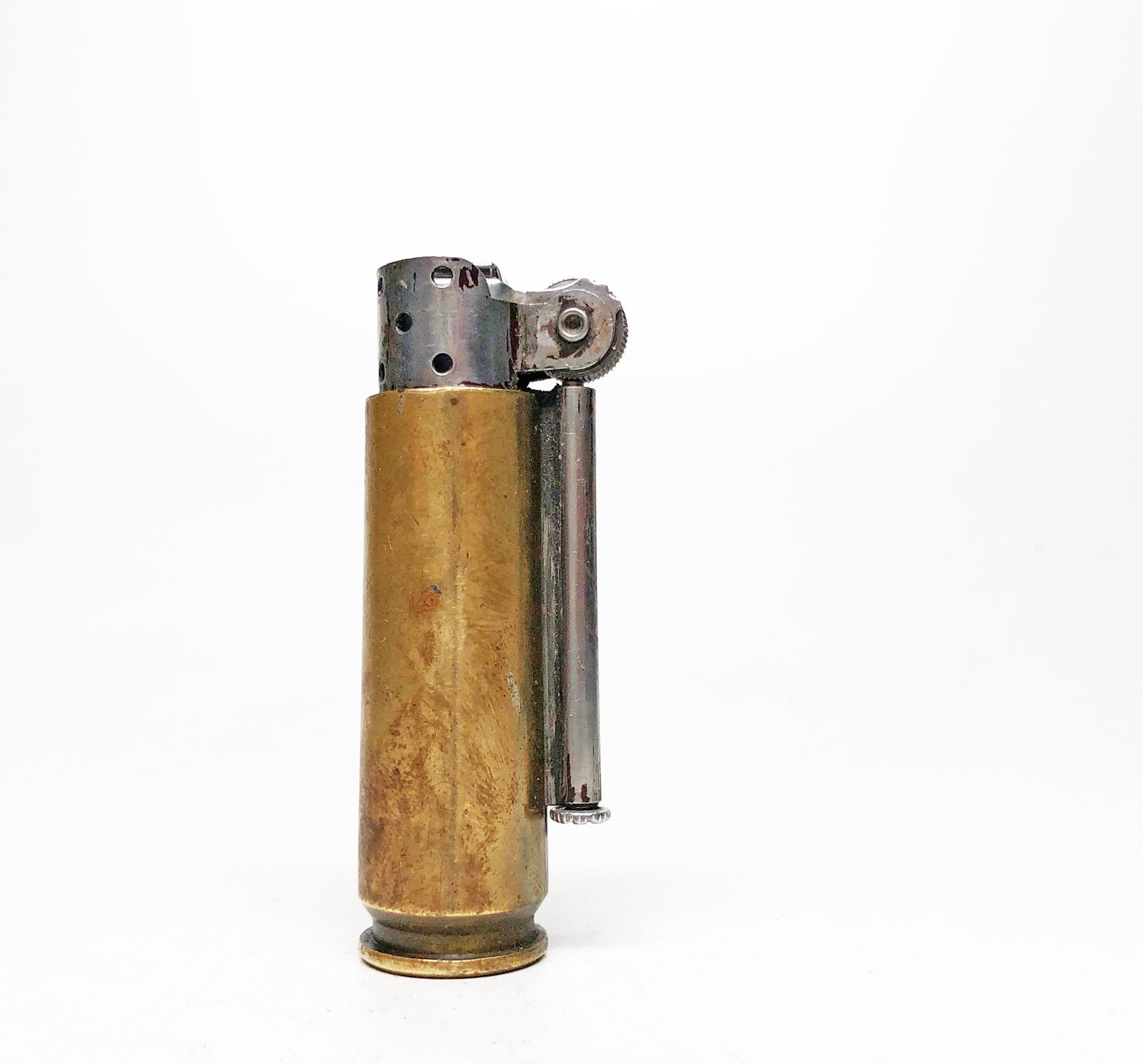 DUNHILL SERVICE Lighter Working 1940s WWII Bullet Trench Art Metal