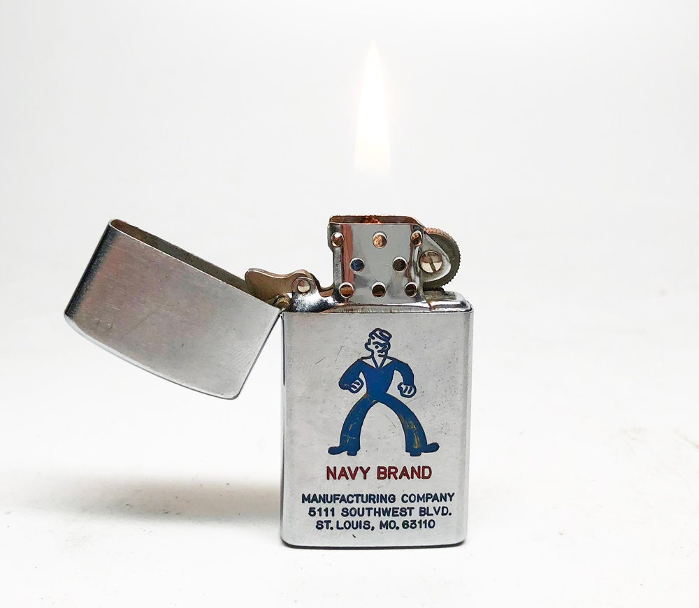 Navy Brand Lighter Working Vintage 1950s Old Japanese Made Advertising Sailor Mascot Slim Flip