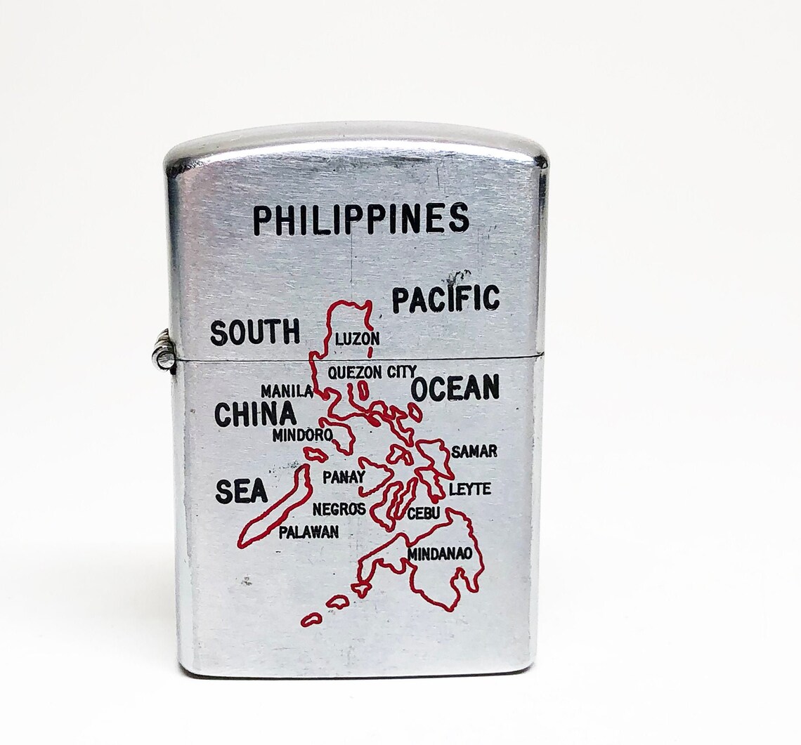 VINTAGE PHILIPPINES LIGHTER Working Rare Philippines Map Old Etsy