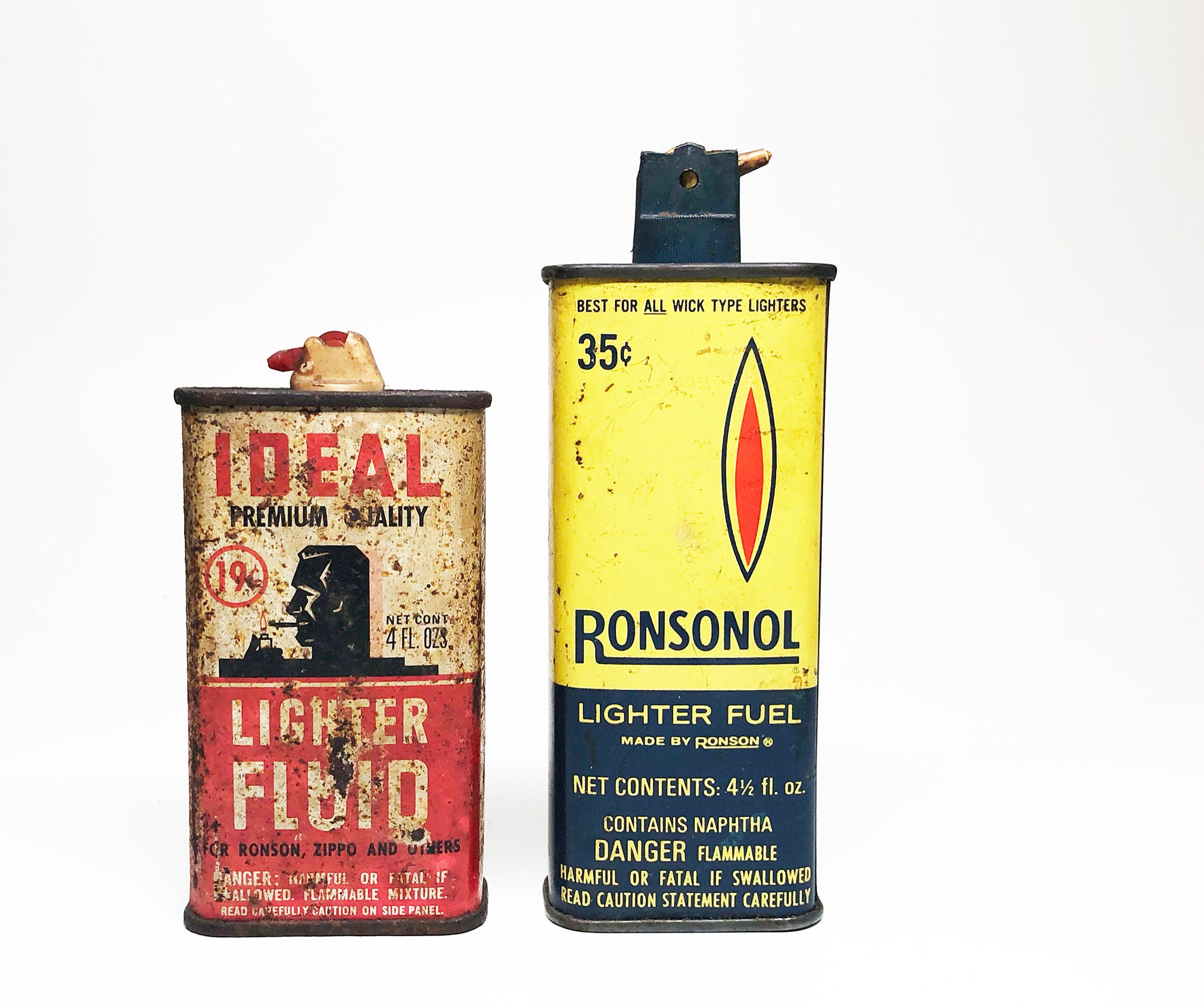 Vintage Lighter Fluid Cans Rare Empty Metal Ronsonol and Etsy