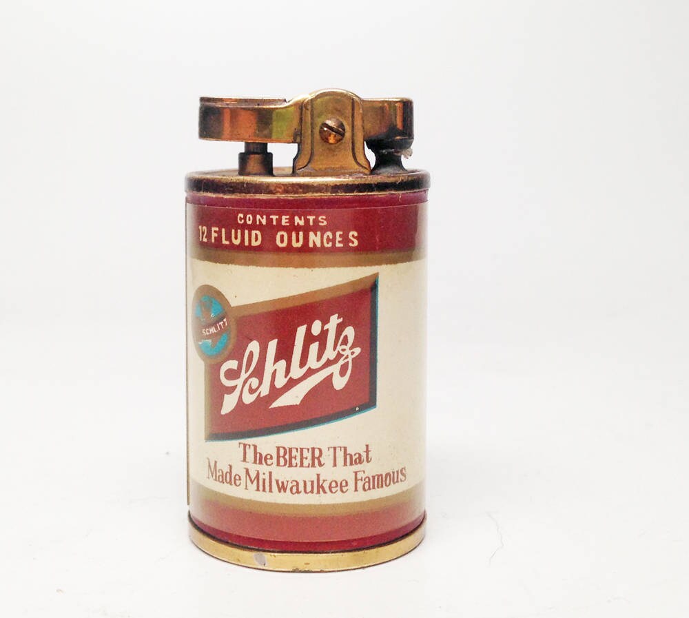 WORKING OLD SCHLITZ Lighter Figural 1960s Breweriana Schlitz Beer Can