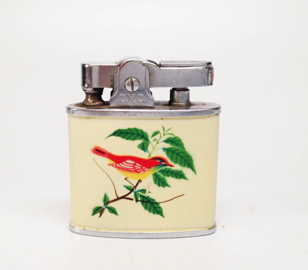 WORKING BIRD LIGHTER Old Vintage Japanese Cmc Enameled Lighter Made