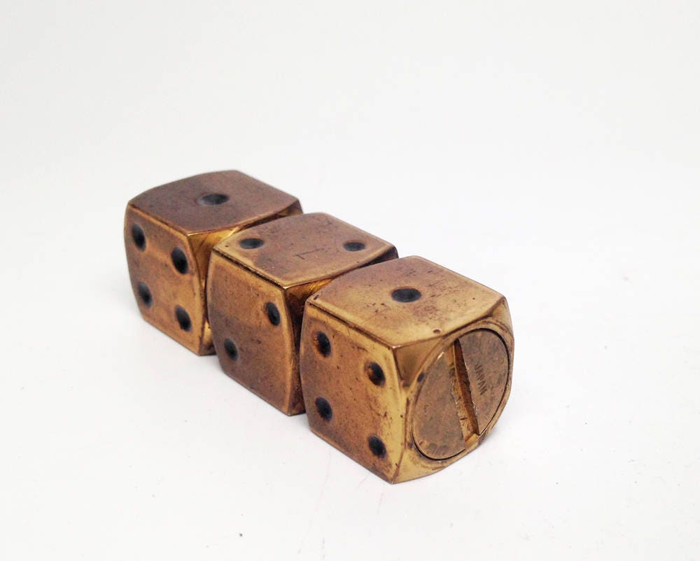 VINTAGE DICE LIGHTER Rare Occupied Japan Old Vintage Brass Figural