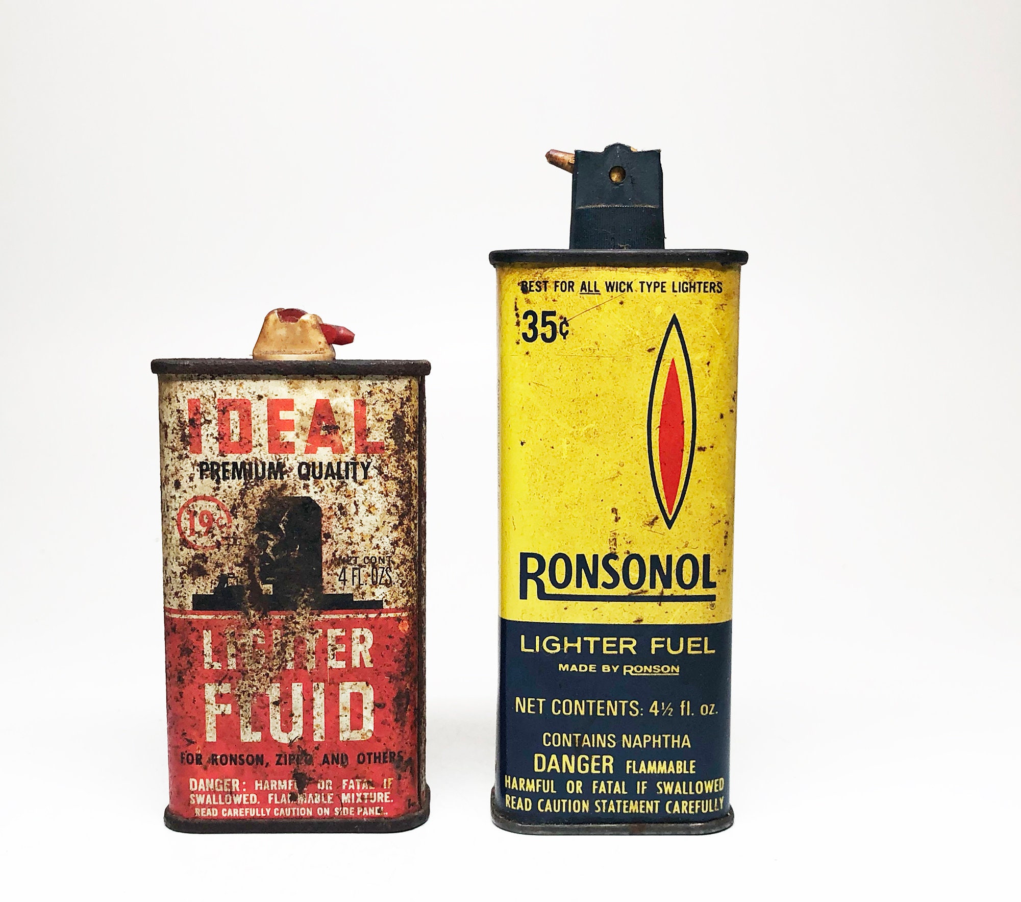 Vintage Lighter Fluid Cans Rare Empty Metal Ronsonol and Etsy