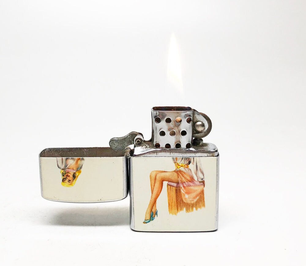 1950s Pinup Girl Lighter Working Old Advertising Sure Light Japanese