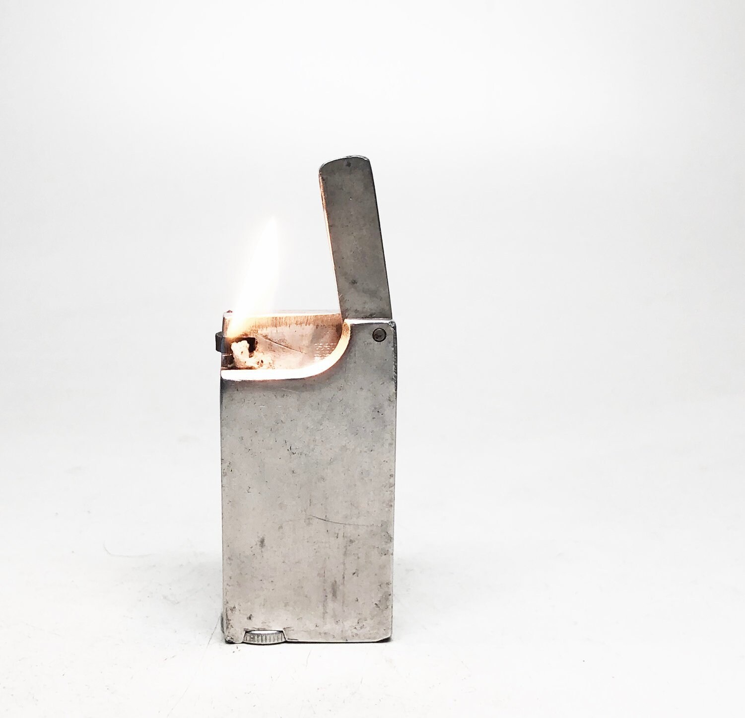 ANTIQUE BLOCK LIGHTER Working old Lift Arm Crown Block Aluminum 1940s