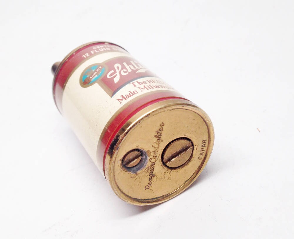 WORKING OLD SCHLITZ Lighter Figural 1960s Breweriana Schlitz Beer Can