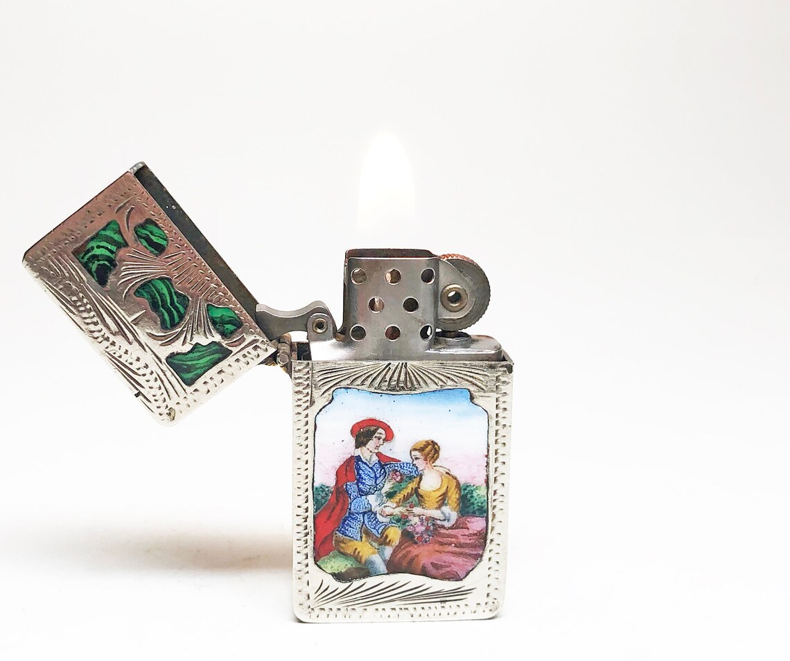 Hand Carved and Painted Zippo Lighter Rare 1950s Old Italian Etsy