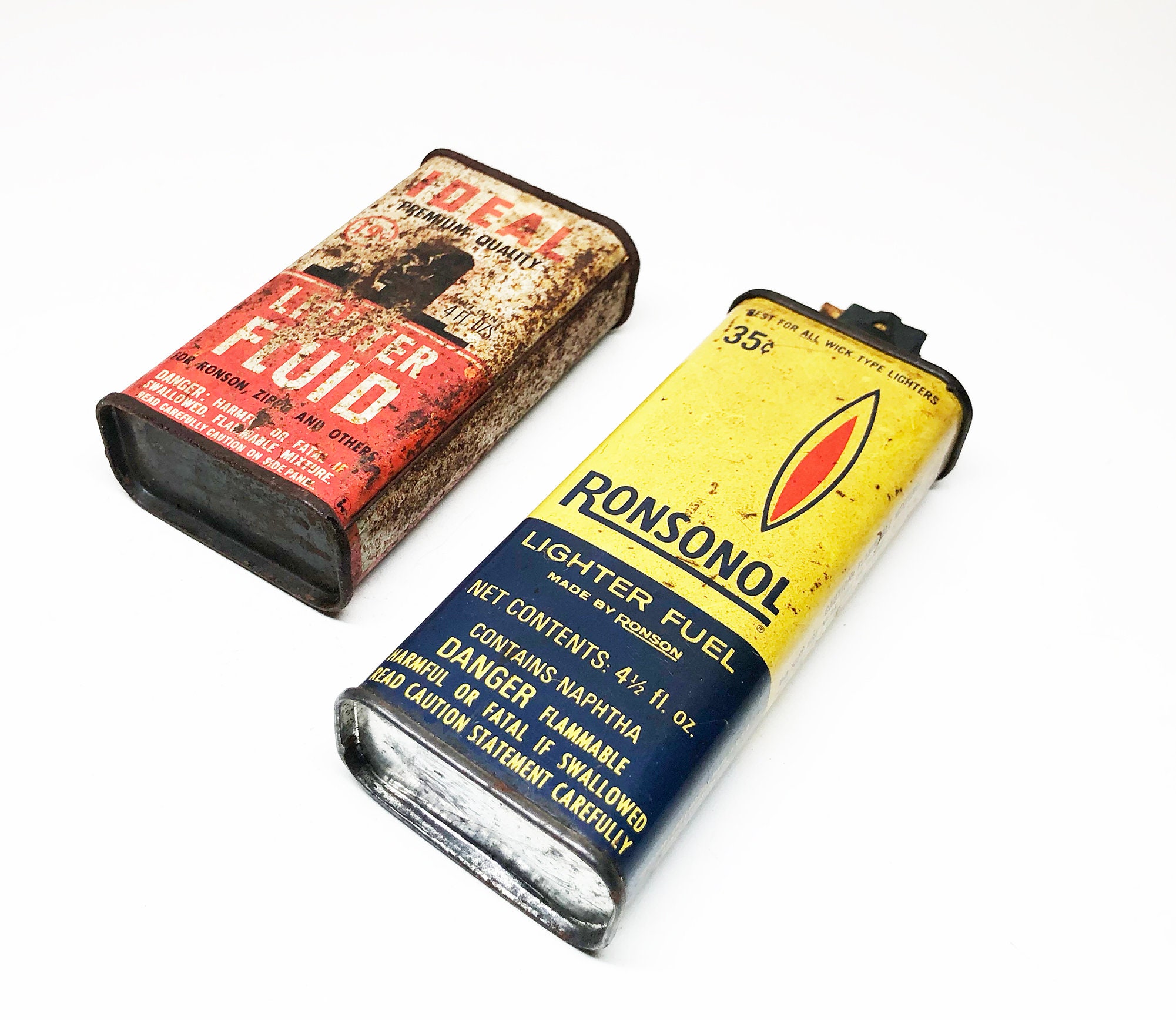 Vintage Lighter Fluid Cans Rare Empty Metal Ronsonol and Etsy