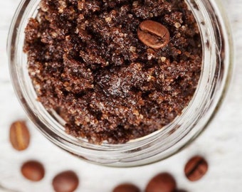 Natural Coffee Sugar Scrub, Coconut Oil, Exfoliating Spa Treatment, Cellulite Reducing