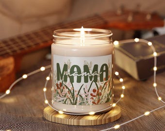 Personalized Mama Soy Candle, Floral Design, Aromatherapy Home Decor
