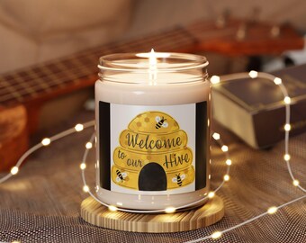 Scented Soy Candle, 9oz, Welcome to our hive custom label, Summer favorite