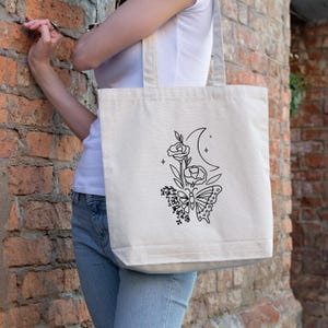 Butterfly Moon Canvas Tote Bag