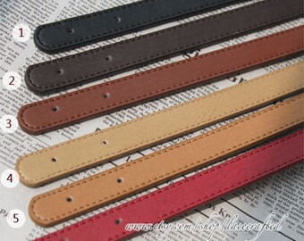 PAIR OF 1 INCH MID BROWN LEATHER BAG HANDLES FOR BAG MAKING WITH RIVET HOLES