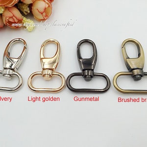 10pcs 0.75 1 1.25 1.5 inch Light golden Brushed brass Silvery Gunmetal metal swivel snap hooks swivel hooks swivel clasp lobster buckle