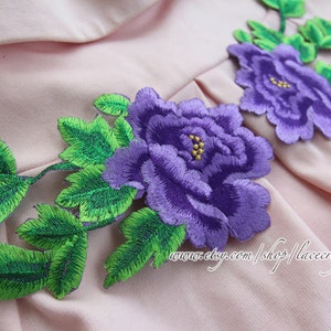 Rose Flower Lace Applique, Embroidery Path Appliques, Iron on Patch Applique- A pair