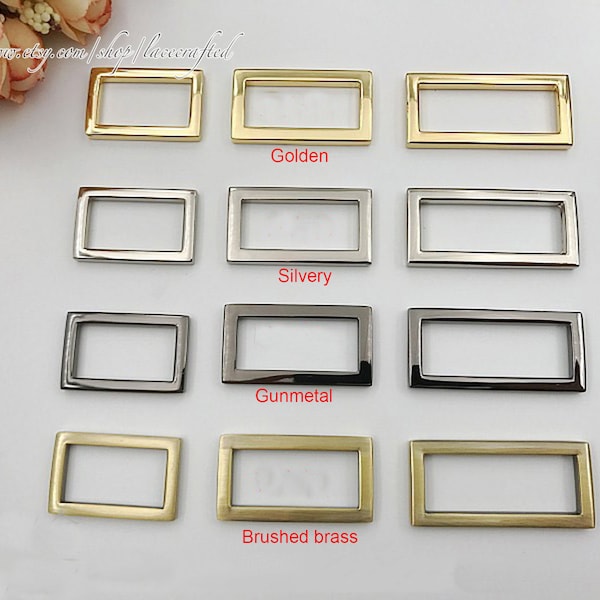 10pcs 1 1.25 1.5 inch alloy rectangle sliders buckles split rectangle loop rings Golden metal for bag purse handbag tote makeing