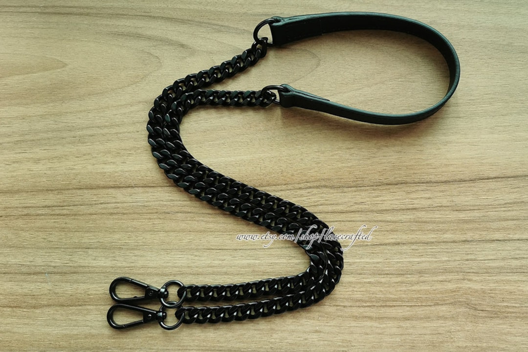 pieza de mm 11 mm de ancho, cadena negra mate, correa de cuero genuino,  asa de repuesto para bolso, correa para bolso, correa cruzada, correa de