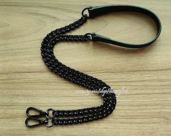 アクセサリー　まとめ　1719 1 Pc 8mm 11mm Width Matte Black Chain Genuine Leather Strap Handle