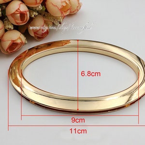 1 pair Light golden Metal handbag handle oval bag handle metal Eyelet handle for bag handbag purse tote making