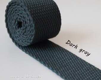 5 meter 30mm width Dark gray Polyester Cotton webbing strap Webbing key fobs bag strap purse strap Thick Canvas Cotton Belt Handle