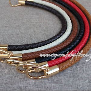 1 Stk. 40cm Lang Geldbörse Handtasche Gehäkelte PU Leder Henkel mit abnehmbarem Gold Silber Verschluss Rund Häkeln