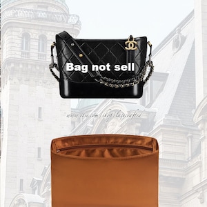 May include: Black quilted leather handbag with gold-tone hardware and chain strap. The image also shows a brown fabric bag organizer. Text on the image reads "Bag not sell" and "www.etsy.com/shop/lacecrafted".