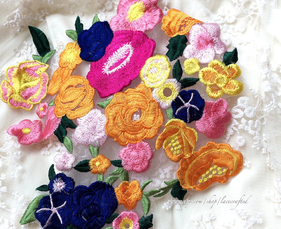 Shabby Chic Rose Flower Applique Rosy Golden Rose Vine Etsy